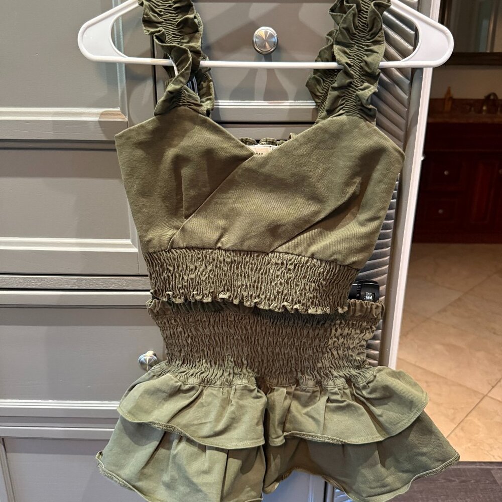 AC Rendon Olive Green Top & Skirt, Size 2, Like New